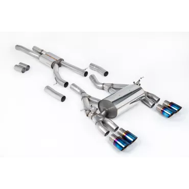Scarico cat-back Milltek SSXBM1150 per BMW, terminali GT-90 in titanio bruciato