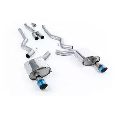 Scarico cat-back Milltek SSXFD223 per Ford Mustang 2.3 EcoBoost, terminali GT-100 in titanio bruciato