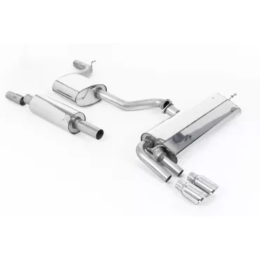 Scarico cat-back Milltek SSXSE188 per Seat Leon FR 1.8 TSI 180PS SC and 5-door, terminali GT-80 lucidi