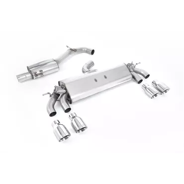 Scarico cat-back Milltek SSXVW577 per Volkswagen Golf Mk7.5 R 2.0 TSI 310PS, terminali GT-100 lucidi
