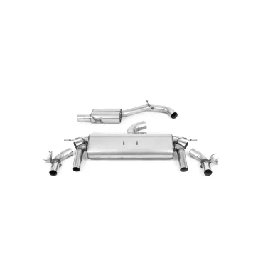 Scarico cat-back Milltek SSXVW592 per Volkswagen T-Roc R 2.0TSI 300ps, terminali GT-100 lucidi