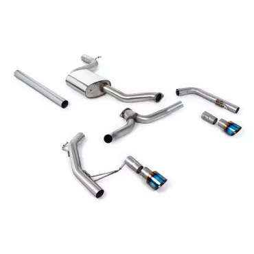 Scarico cat-back Milltek SSXVW606 per Volkswagen Jetta Mk7 GLi 2.0T, terminali GT-100 in titanio bruciato