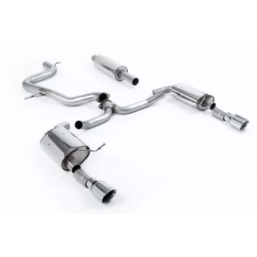 Scarico cat-back Milltek SSXVW608 per Volkswagen Jetta Mk7 GLi 2.0T, terminali GT-100 lucidi