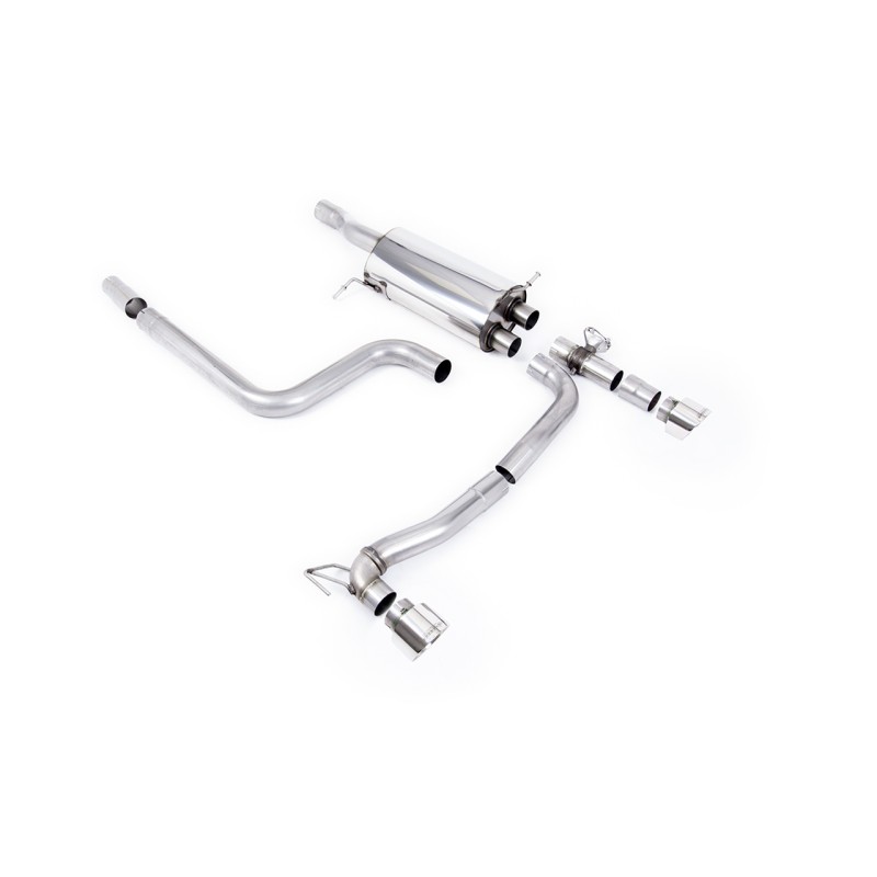 Scarico cat-back Milltek SSXFD356M per Ford Fiesta Mk8 ST 1.5 EcoBoost 200PS, terminali GT-100 lucidi